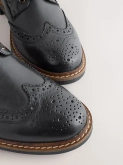 Black Leather Brogue Boots