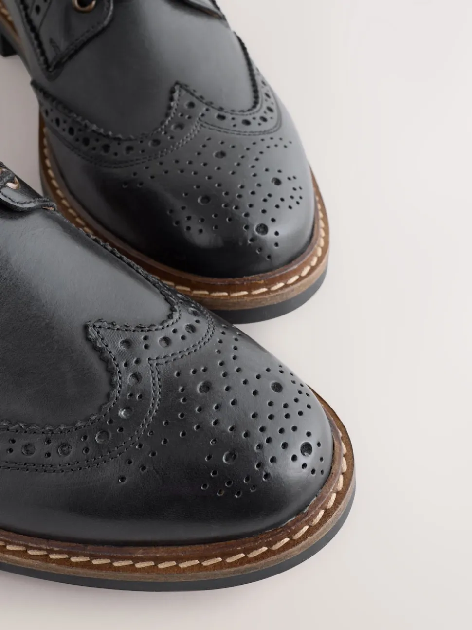 Black Leather Brogue Boots