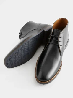 Black Leather Chukka Boots