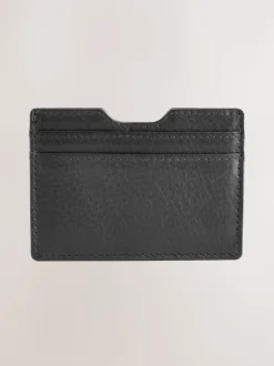 Black Leather Grainy Card Holder