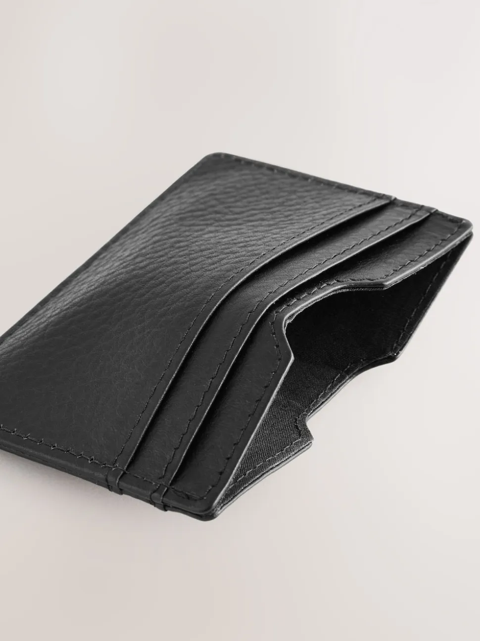 Black Leather Grainy Card Holder