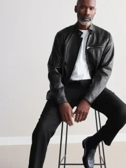 Black Leather Signature Racer Jacket
