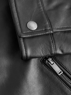 Black Leather Signature Racer Jacket