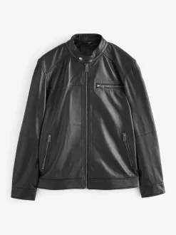 Black Leather Signature Racer Jacket