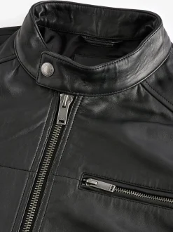 Black Leather Signature Racer Jacket