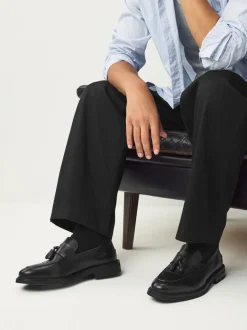 Black Leather Tassel Loafers