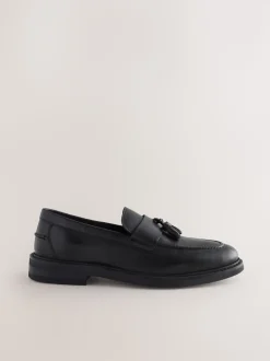 Black Leather Tassel Loafers