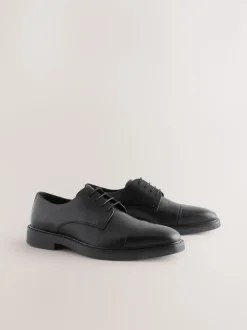 Black Leather Toe Cap Shoes