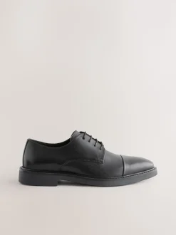 Black Leather Toe Cap Shoes
