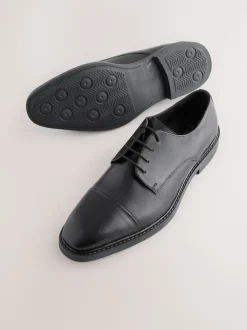 Black Leather Toe Cap Shoes