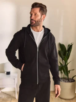 Black Lightweight Zip Up Hoodie