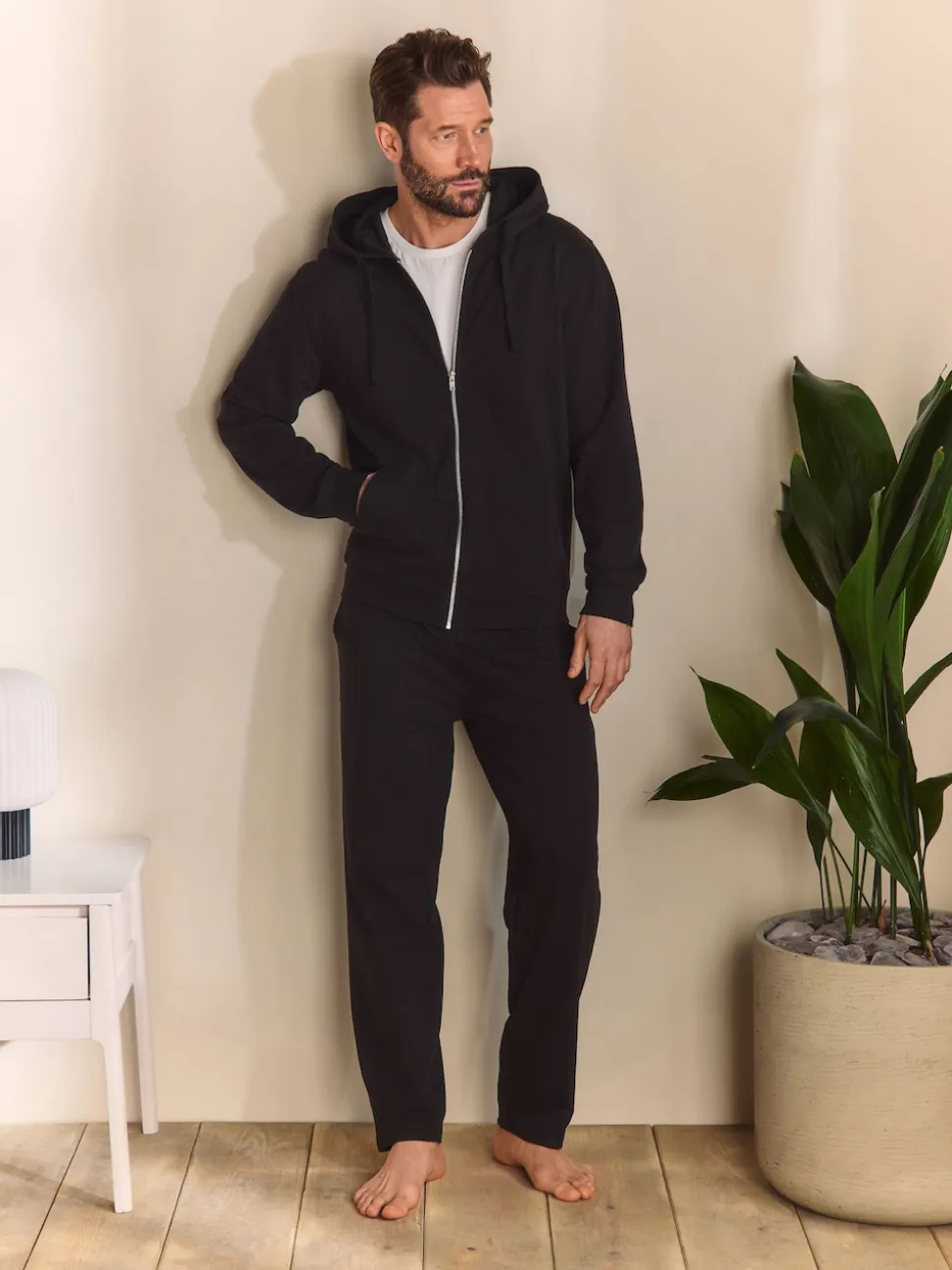 Black Lightweight Zip Up Hoodie