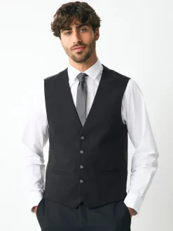 Black Linen Suit Waistcoat
