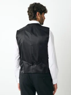 Black Linen Suit Waistcoat
