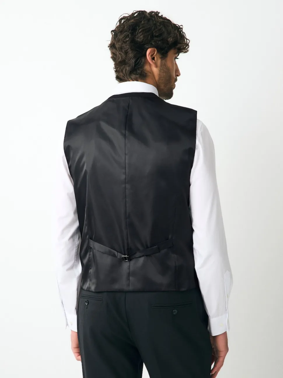 Black Linen Suit Waistcoat
