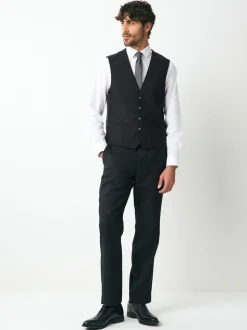 Black Linen Suit Waistcoat