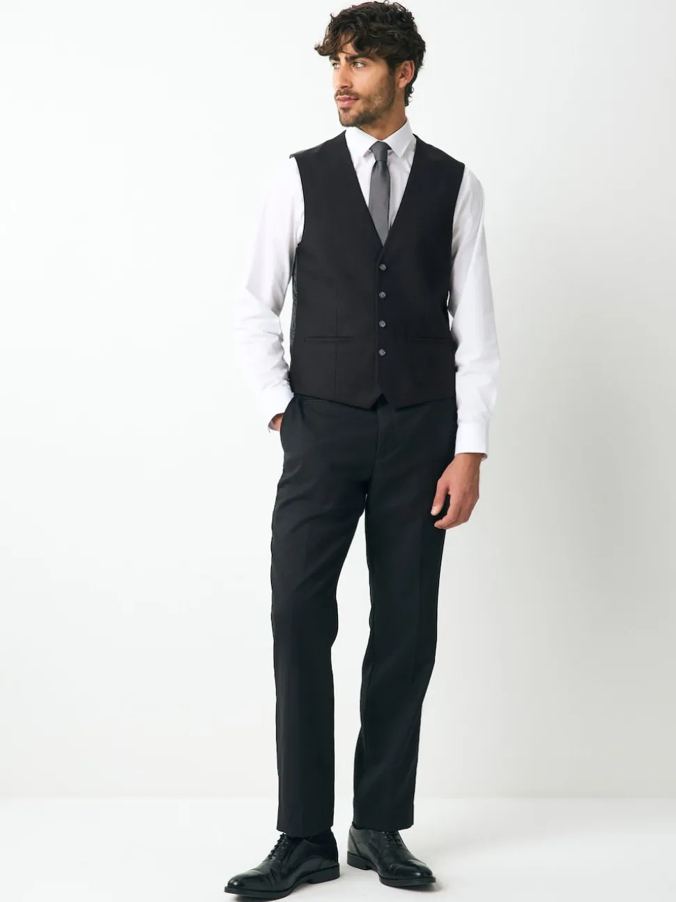 Black Linen Suit Waistcoat