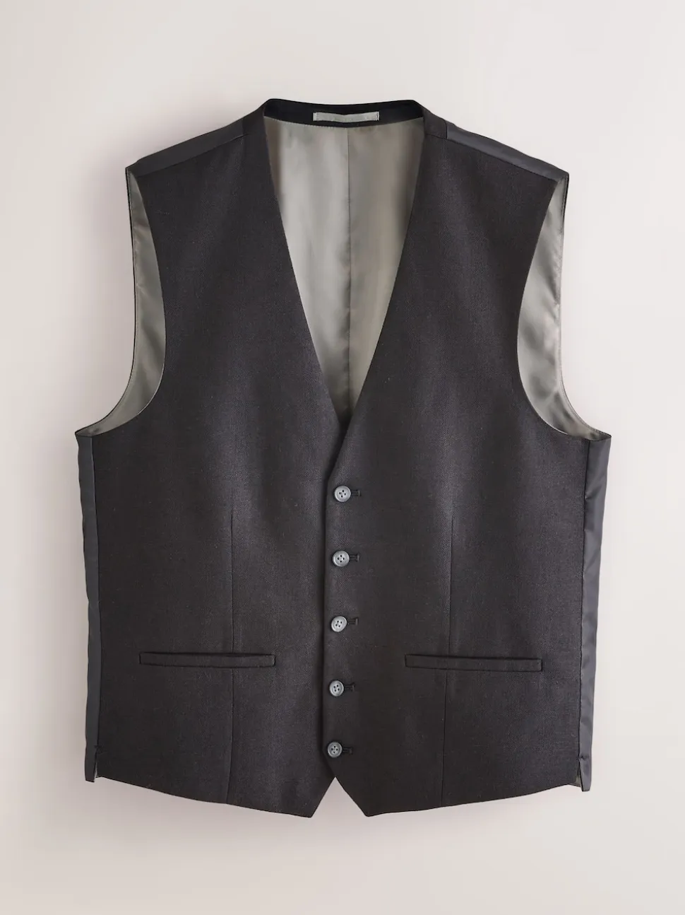 Black Linen Suit Waistcoat