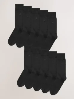 Black Logo 10 Pack Embroidered Lasting Fresh Socks