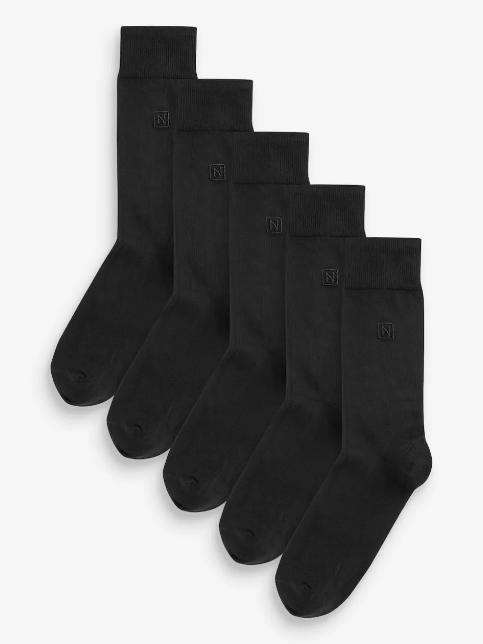 Black Logo 5 Pack Embroidered Lasting Fresh Socks
