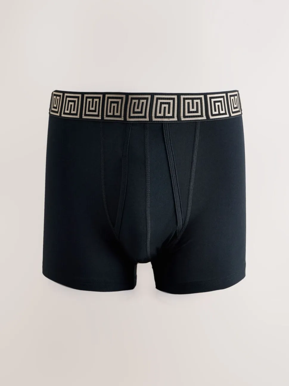 Black Metallic Pattern Waistbands 5 Pack A-Front Cotton Rich Boxers