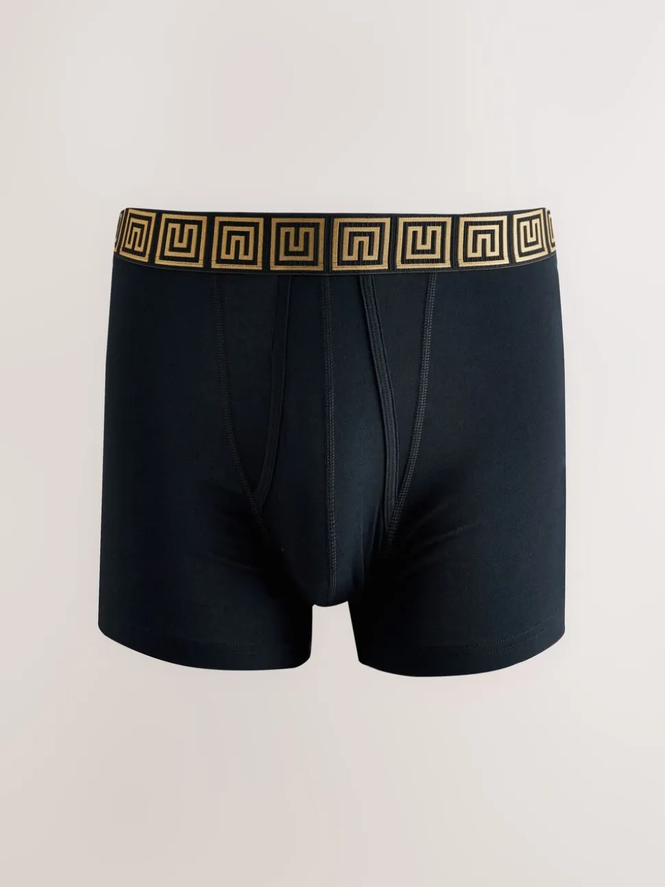 Black Metallic Pattern Waistbands 5 Pack A-Front Cotton Rich Boxers