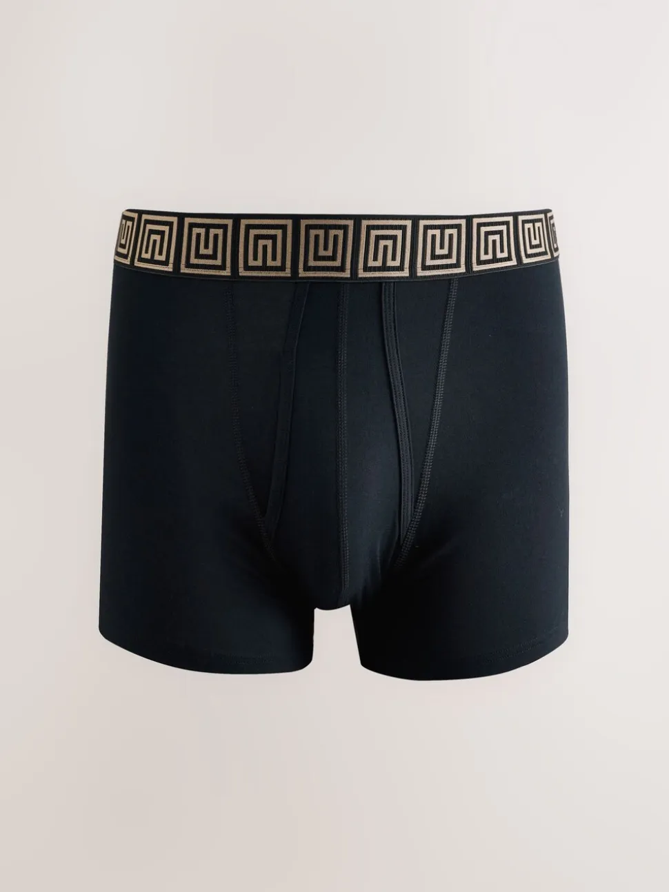 Black Metallic Pattern Waistbands 5 Pack A-Front Cotton Rich Boxers