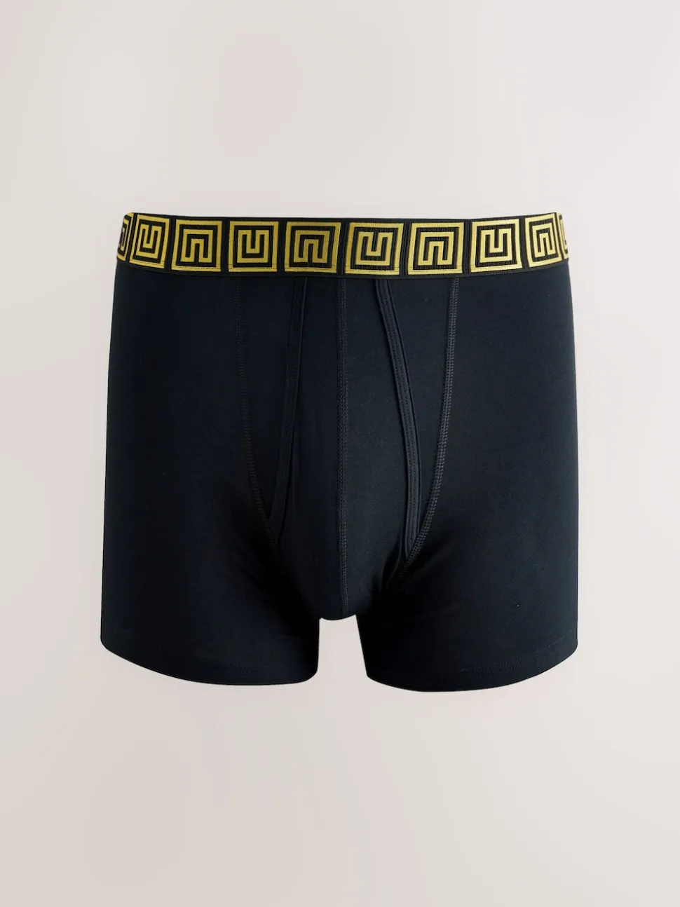 Black Metallic Pattern Waistbands 5 Pack A-Front Cotton Rich Boxers