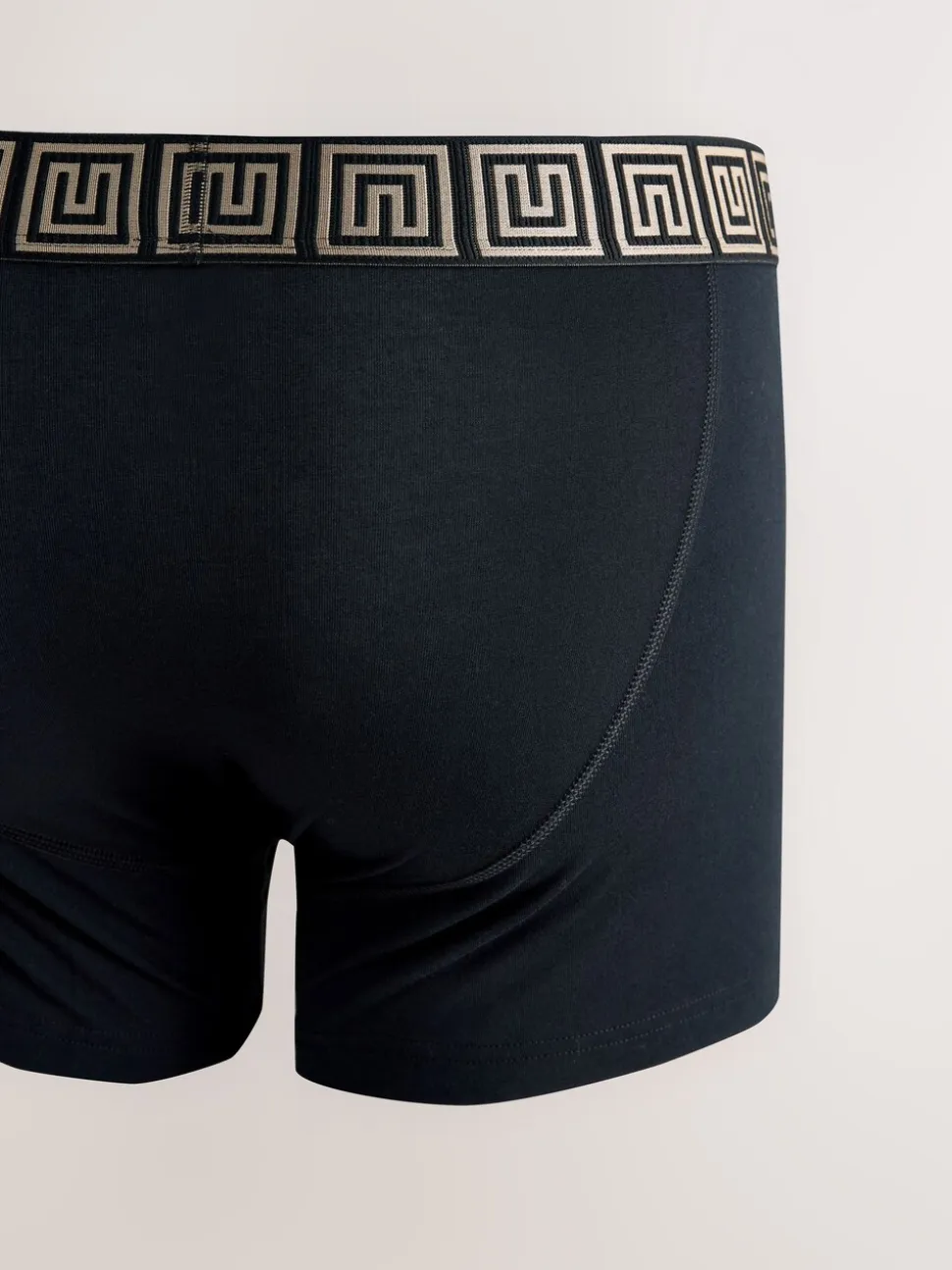 Black Metallic Pattern Waistbands 5 Pack A-Front Cotton Rich Boxers