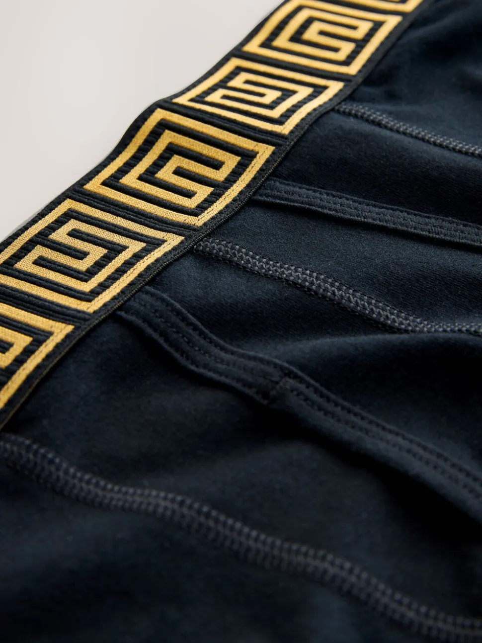 Black Metallic Pattern Waistbands 5 Pack A-Front Cotton Rich Boxers