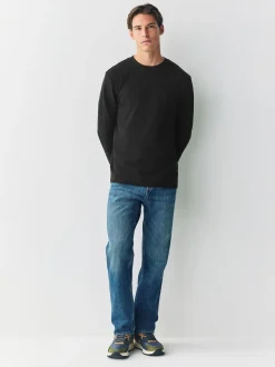 Black Micro Waffle Long Sleeve T-Shirt
