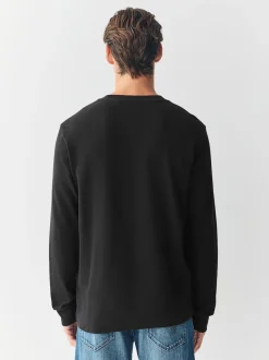 Black Micro Waffle Long Sleeve T-Shirt