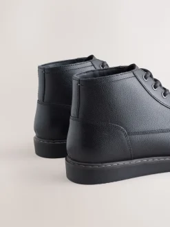 Black Mid Wedge Leather Boots