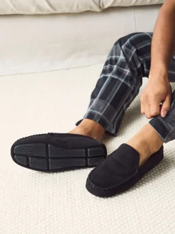 Black Moccasin Slippers
