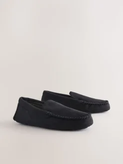 Black Moccasin Slippers
