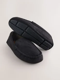 Black Moccasin Slippers