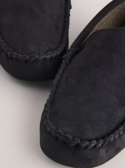 Black Moccasin Slippers
