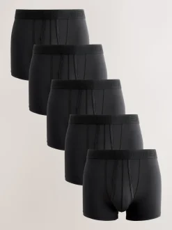 Black Motionflex 5 Pack A-Front Cotton Rich Boxers