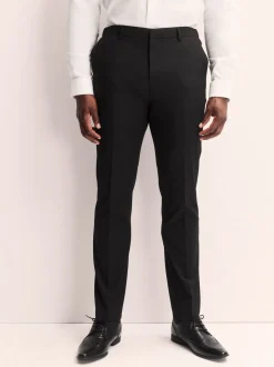 Black Muscle Fit Elasticated Waist Motionflex Stretch Smart Trousers