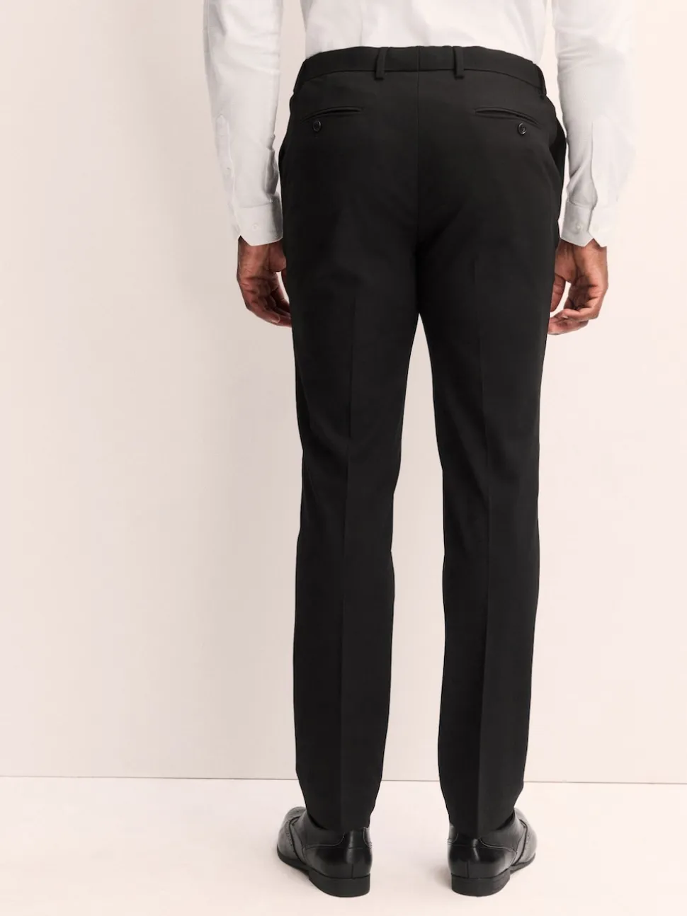 Black Muscle Fit Elasticated Waist Motionflex Stretch Smart Trousers