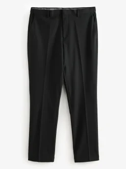 Black Muscle Fit Elasticated Waist Motionflex Stretch Smart Trousers