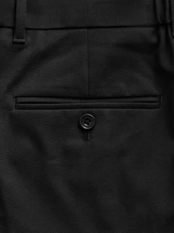 Black Muscle Fit Elasticated Waist Motionflex Stretch Smart Trousers