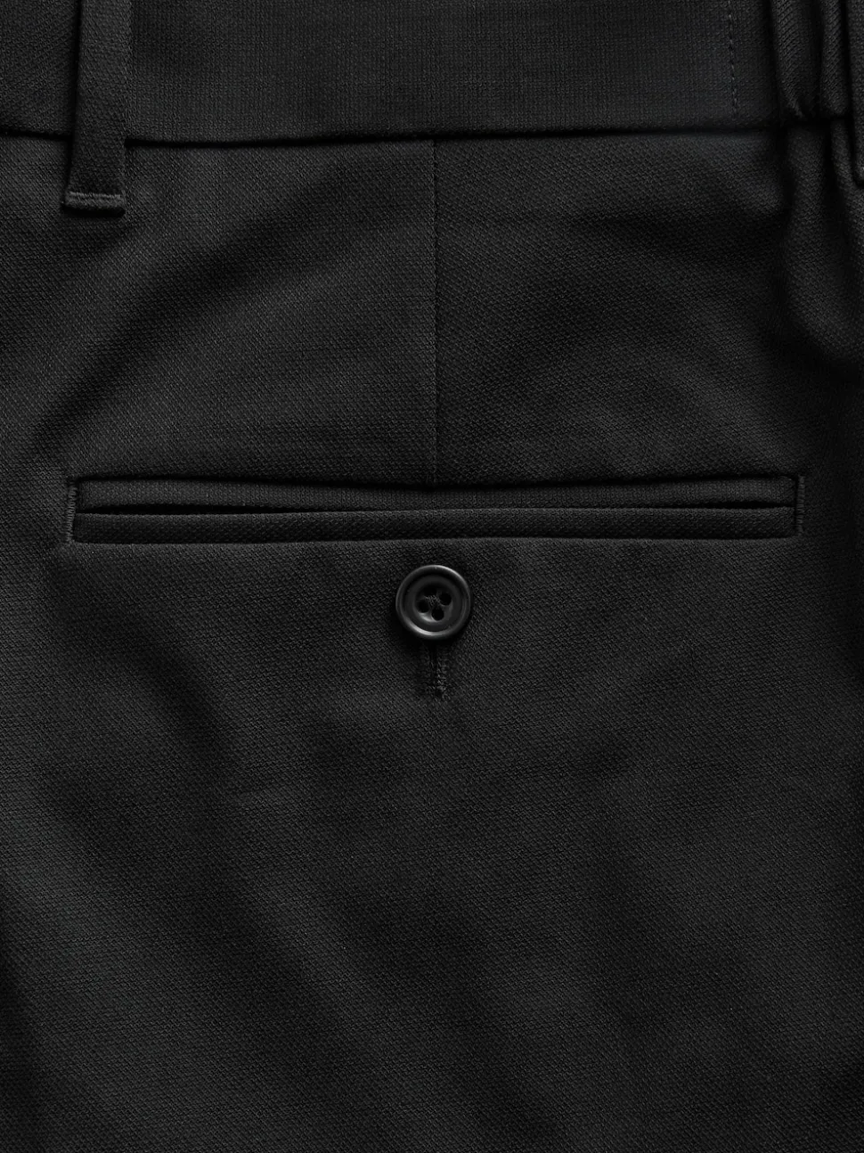 Black Muscle Fit Elasticated Waist Motionflex Stretch Smart Trousers