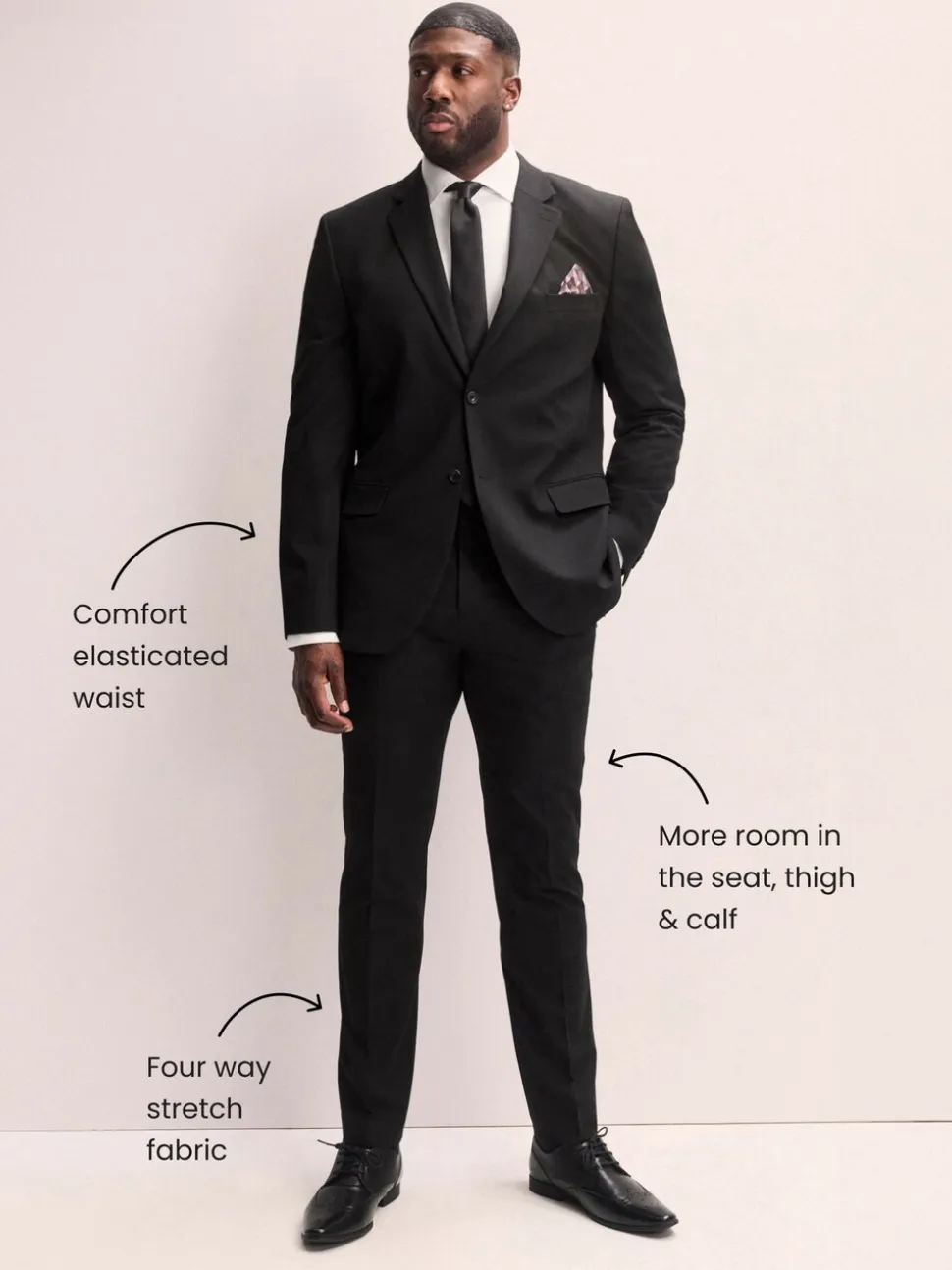 Black Muscle Fit Motionflex Stretch Suit Trousers