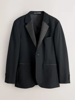 Black Muscle Fit Motionflex Stretch Tuxedo Suit Jacket