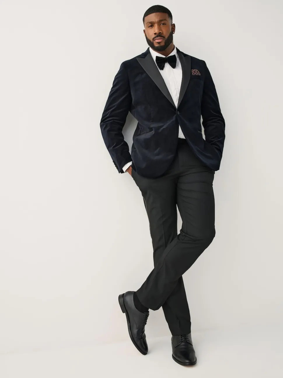 Black Muscle Fit Motionflex Stretch Velvet Blazer