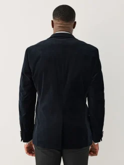 Black Muscle Fit Motionflex Stretch Velvet Blazer