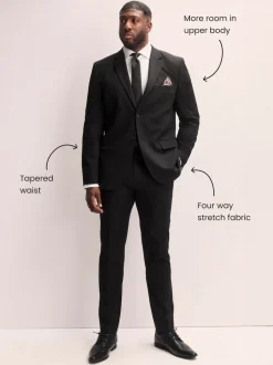 Black Muscle Fit Motionflex Stretch Suit Jacket