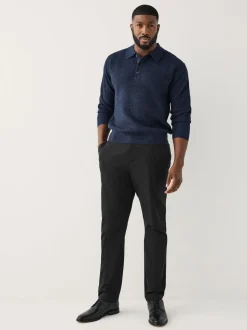Black Muscle Fit N.Premium Smart Cotton TENCEL™ Lyocell Blend Chinos With Comfort Waistband