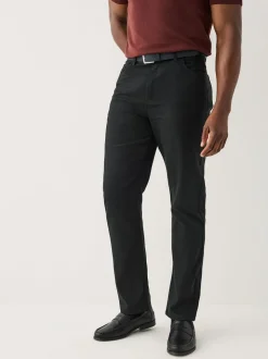 Black Muscle Fit Smart Brushed Cotton TENCEL™ Lyocell Blend Chinos With Belt